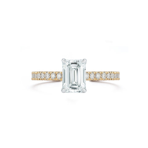 Yellow Gold-1^Diamond Engagement Ring: The Emerald Pavé Solitaire Yellow Gold