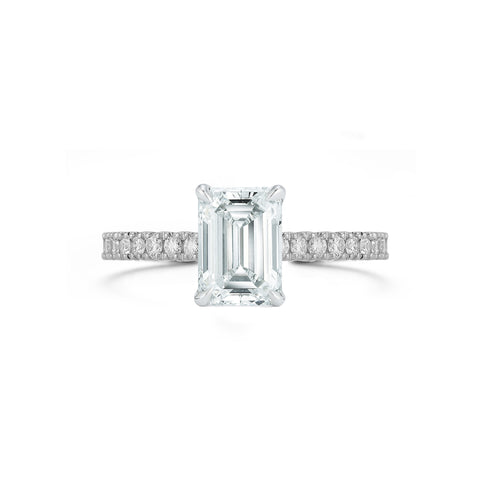 White Gold-1^Diamond Engagement Ring: The Emerald Pavé Solitaire White Gold