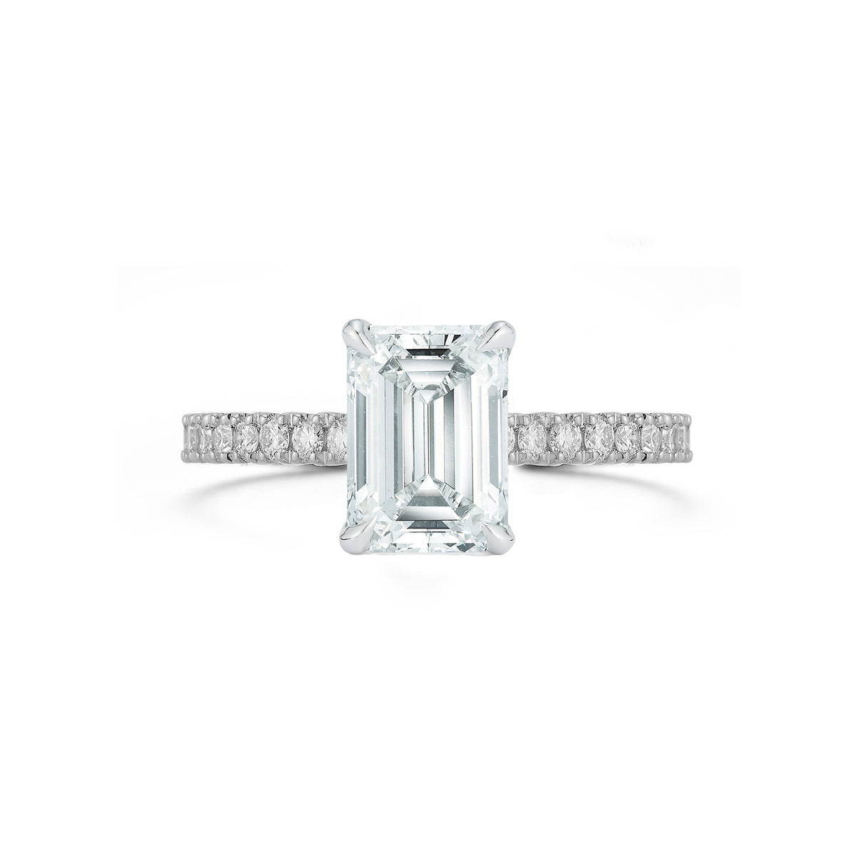 White Gold-1^Diamond Engagement Ring: The Emerald Pavé Solitaire White Gold