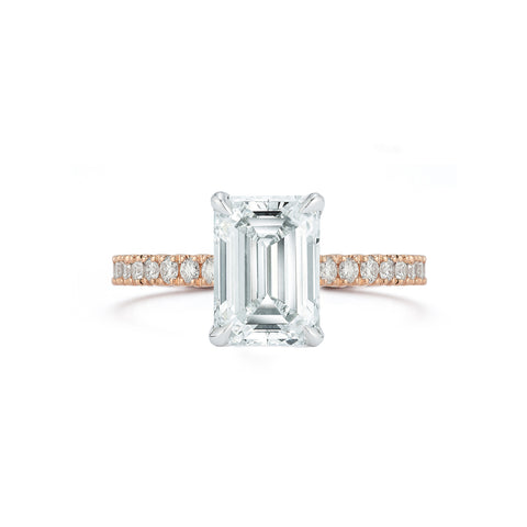 Rose Gold-1^Diamond Engagement Ring: The Emerald Pavé Solitaire Rose Gold