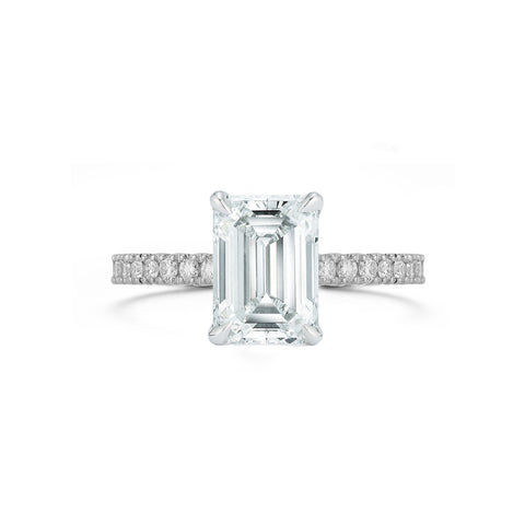 White Gold-1^Diamond Engagement Ring: The Emerald Pavé Solitaire White Gold