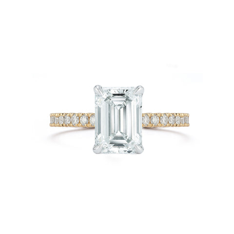 Yellow Gold-1^Diamond Engagement Ring: The Emerald Pavé Solitaire Yellow Gold