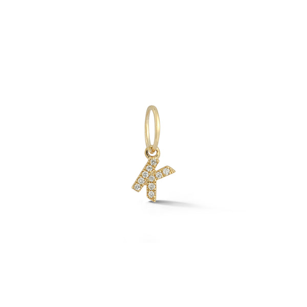  Yellow Gold-1^Designer Diamond Necklaces: DRD Pave Diamond Initial Charm in Yellow Gold