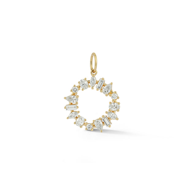 Yellow Gold-1^Designer Diamond Necklaces: Alexa Jordyn Multi-Shape Disc Charm in Yellow Gold