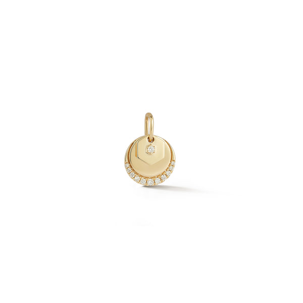 Yellow Gold-1^Designer Diamond Necklaces: DRD Double Disc Charm in Yellow Gold Thumbnail-only