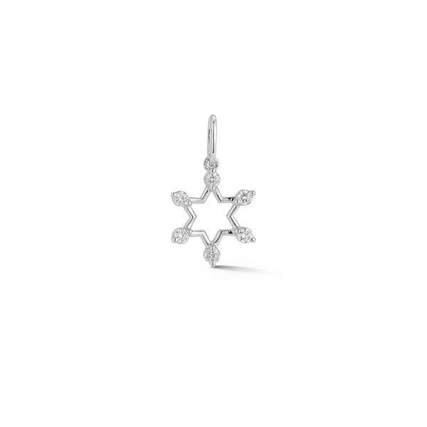 White Gold-1^Designer Diamond Necklaces: DRD Pointed Star of David Charm in White Gold