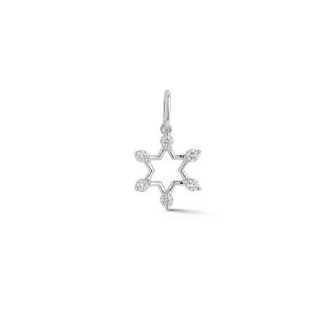 White Gold-1^Designer Diamond Necklaces: DRD Pointed Star of David Charm in White Gold