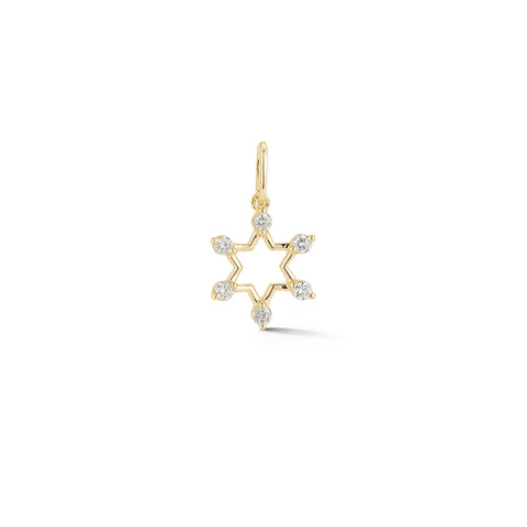  Yellow Gold-1^Designer Diamond Necklaces: DRD Pointed Star of David Charm in Yellow Gold