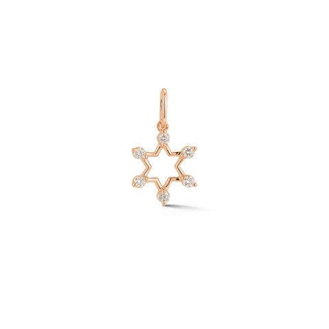 Rose Gold-1^Designer Diamond Necklaces: DRD Pointed Star of David Charm in Rose Gold