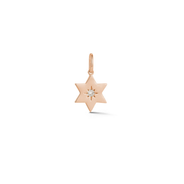 Rose Gold-1^Designer Diamond Necklaces: DRD Gold Star of David Charm in Rose Gold