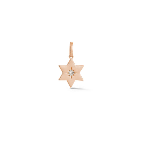 Rose Gold-1^Designer Diamond Necklaces: DRD Gold Star of David Charm in Rose Gold