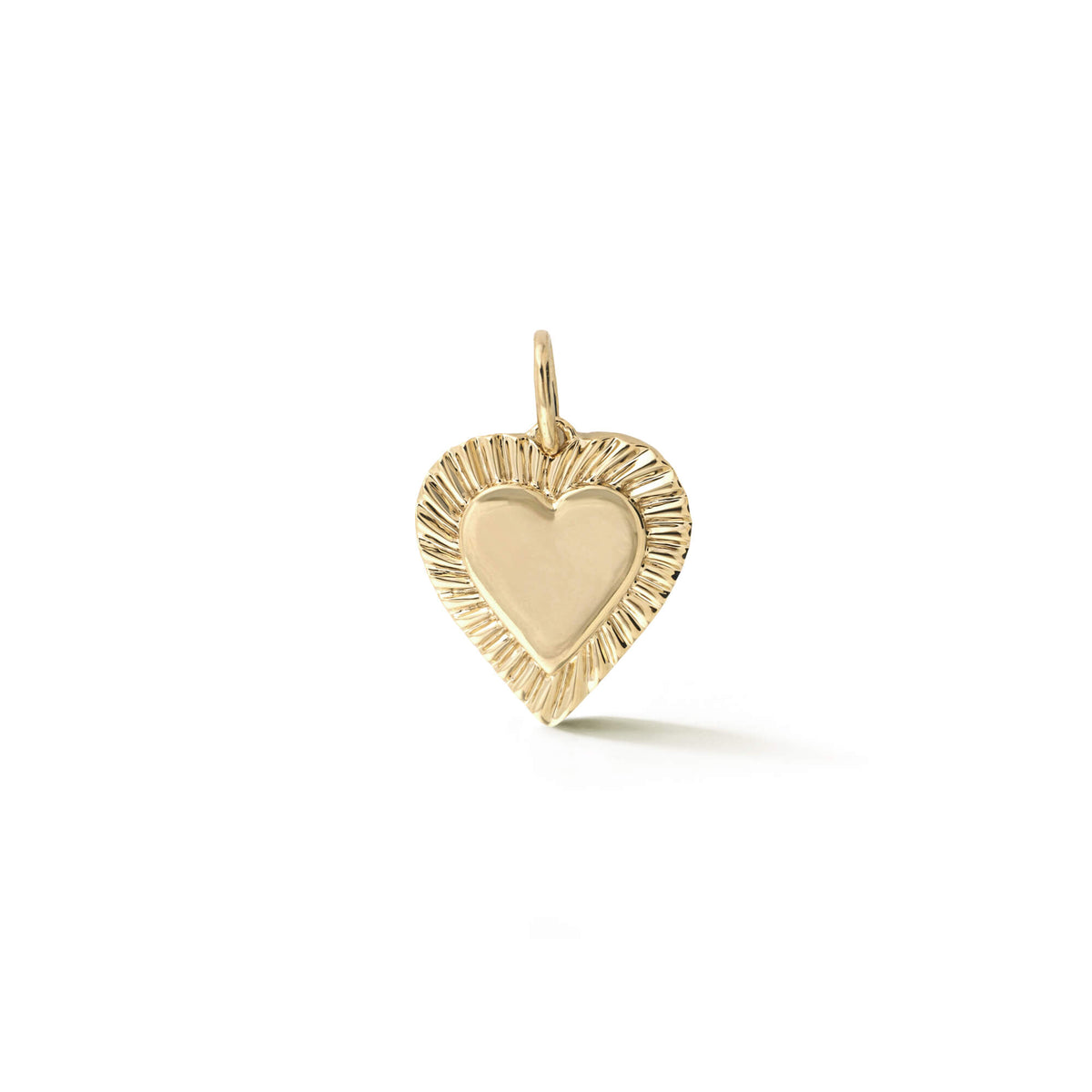 Yellow Gold-1^Spiral Border Double Heart Charm in Yellow Gold