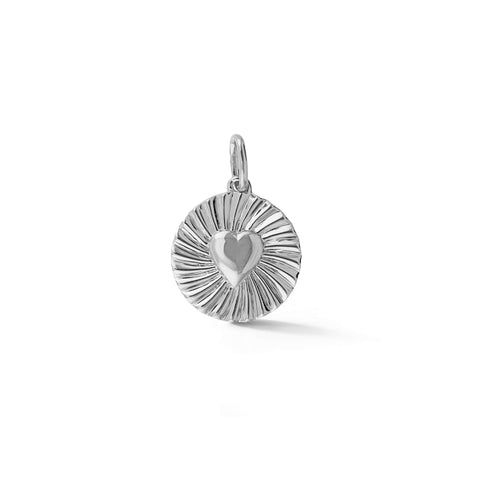  White Gold-1^Spiral Heart Disc Charm in White Gold