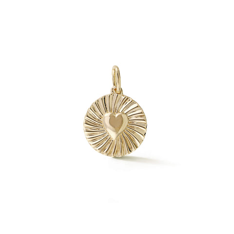  Yellow Gold-1^Spiral Heart Disc Charm in Yellow Gold