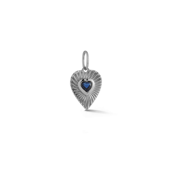 White Gold-1^Designer Diamond Necklaces: Liz Adams x DRD Sapphire Heart Charm in White Gold