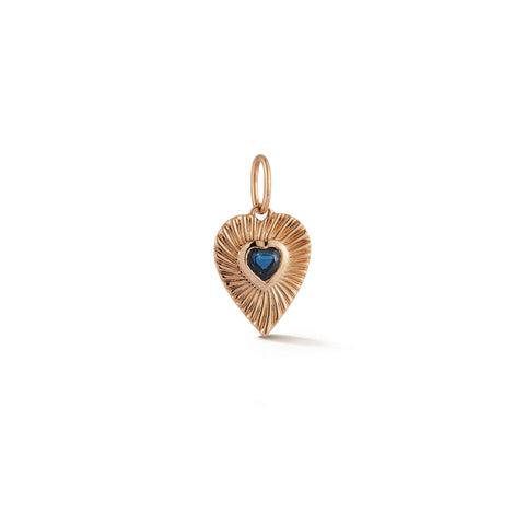 Rose Gold-1^Designer Diamond Necklaces: Liz Adams x DRD Sapphire Heart Charm in Rose Gold