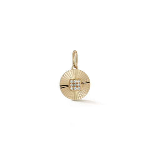 Yellow Gold-1^Designer Diamond Necklaces: Kenneth Cole Fluted Diamond Disc Charm in Yellow Gold