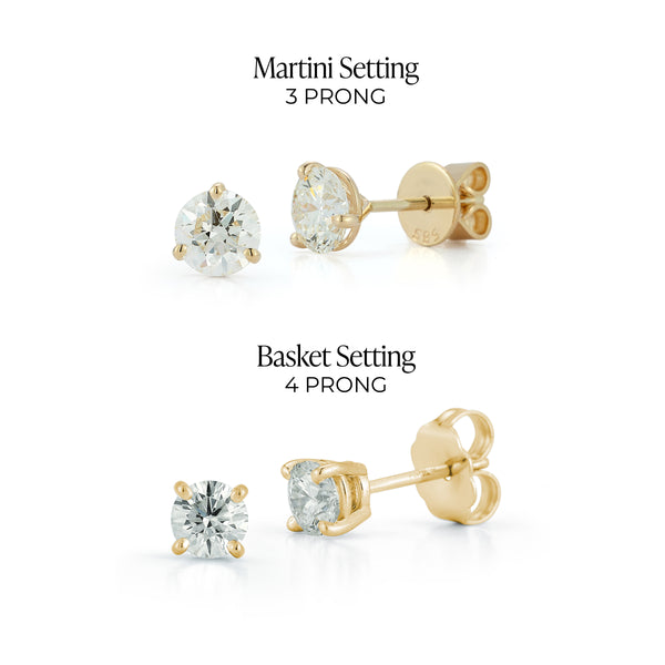 Yellow Gold-4^Diamond Stud Earrings - DRD Diamond Solitaire Studs 1.00 Ct. Total Weight in Yellow Gold