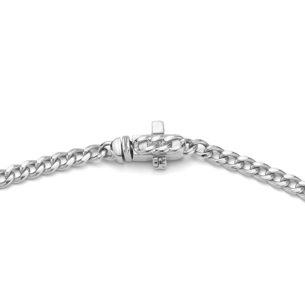 White Gold-3^Diamond Bar Necklaces: Lauren Joy Cuban Chain Necklace in White Gold