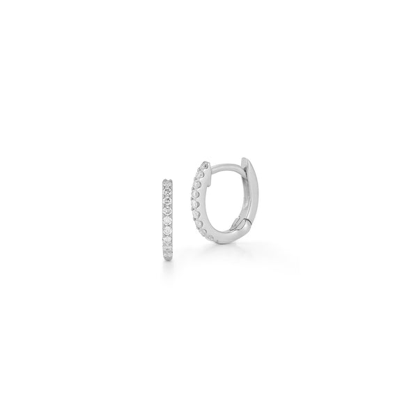 White Gold-1^Diamond Huggie Earrings: DRD Huggies - Gold & Diamond Huggie Earrings in White Gold Thumbnail-only