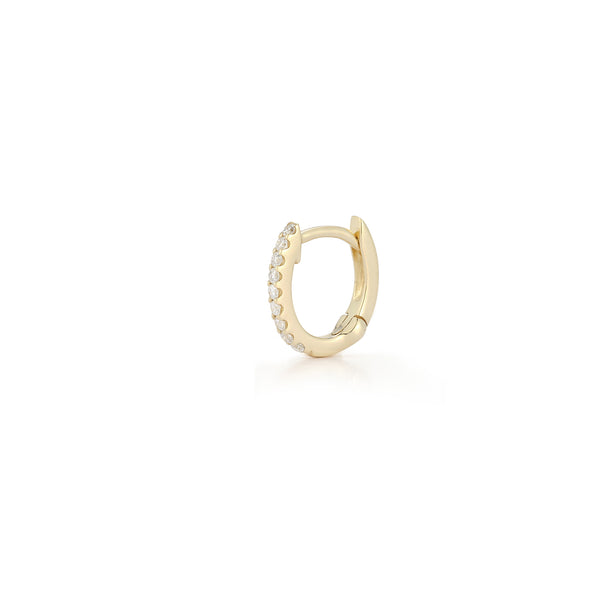 Yellow Gold-1^Diamond Huggie Earrings: DRD Single Huggie in Yellow Gold