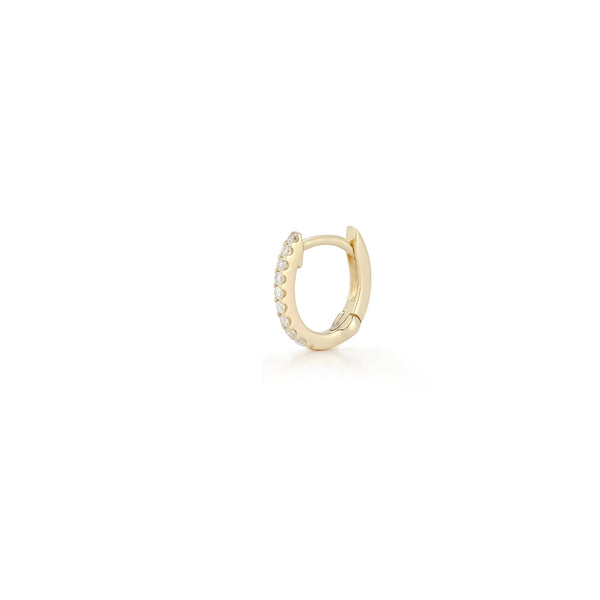 Yellow Gold-1^Diamond Huggie Earrings: DRD Single Huggie in Yellow Gold Thumbnail-only