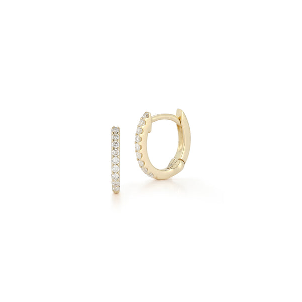 Yellow Gold-1^Diamond Huggie Earrings: DRD Huggies - Gold & Diamond Huggie Earrings in Yellow Gold