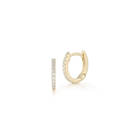 Yellow Gold-1^Diamond Huggie Earrings: DRD Huggies - Gold & Diamond Huggie Earrings in Yellow Gold