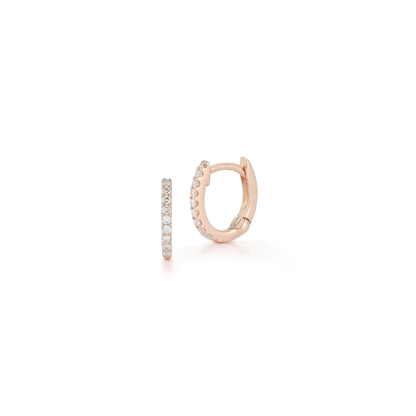 Rose Gold-1^Diamond Huggie Earrings: DRD Huggies - Gold & Diamond Huggie Earrings in Rose Gold Thumbnail-only