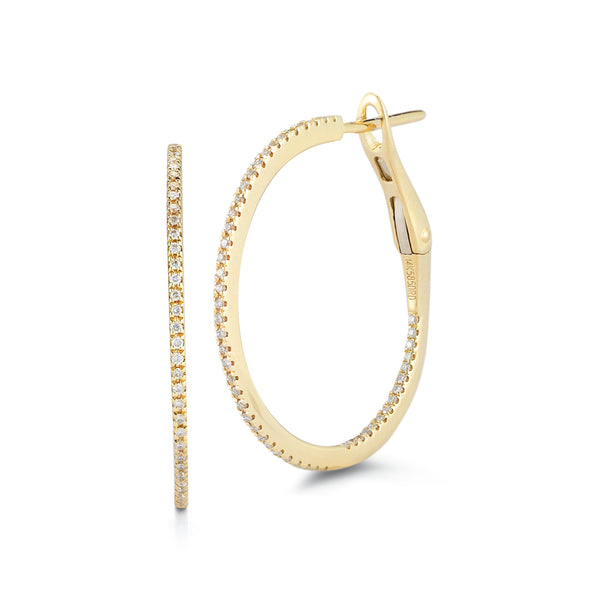 Yellow Gold-1^Yellow Gold Diamond Hoops: DRD Medium Hoops