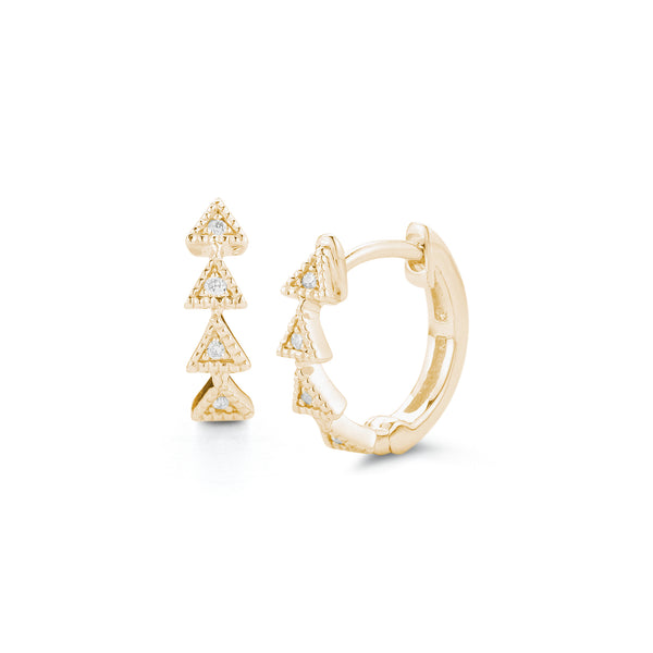 Yellow Gold-1^Diamond Huggie Earrings: Emily Sarah Triangle Huggies in Yellow Gold