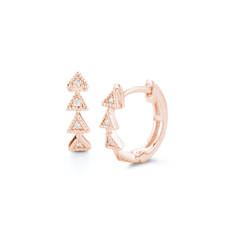 Rose Gold-1^Diamond Huggie Earrings: Emily Sarah Triangle Huggies in Rose Gold