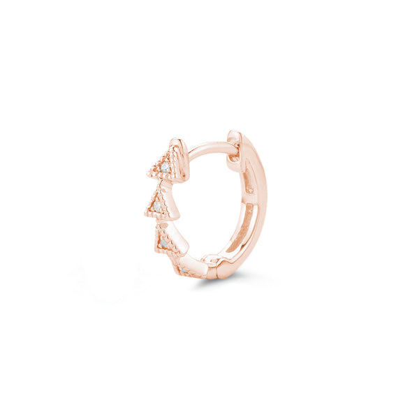 Rose Gold-1^Diamond Huggie Earrings: Emily Sarah Single Triangle Huggie in Rose Gold