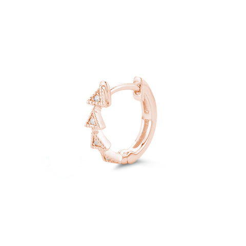 Rose Gold-1^Diamond Huggie Earrings: Emily Sarah Single Triangle Huggie in Rose Gold