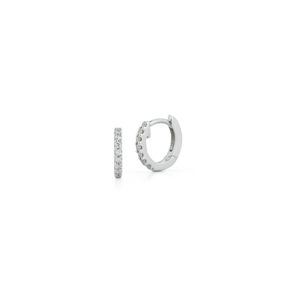 White Gold-1^Diamond Huggie Earrings: DRD Diamond Mini Huggies in 14K White Gold Thumbnail-only