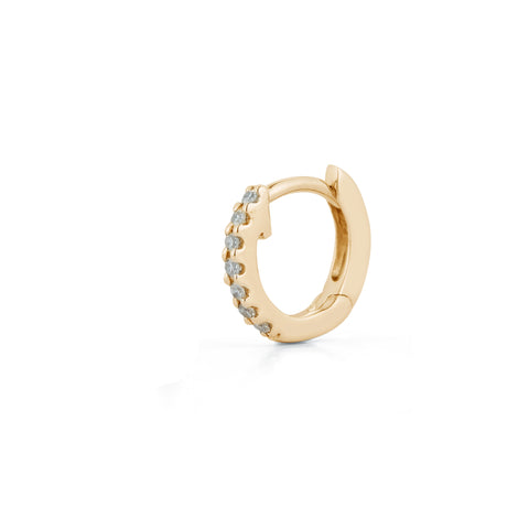 Yellow Gold-1^Diamond Huggie Earrings: DRD Single Mini Huggie in Yellow Gold