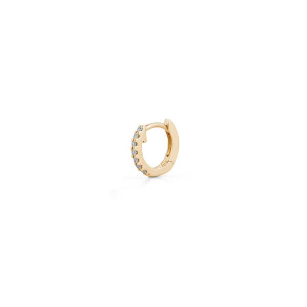 Yellow Gold-1^Diamond Huggie Earrings: DRD Single Mini Huggie in Yellow Gold Thumbnail-only