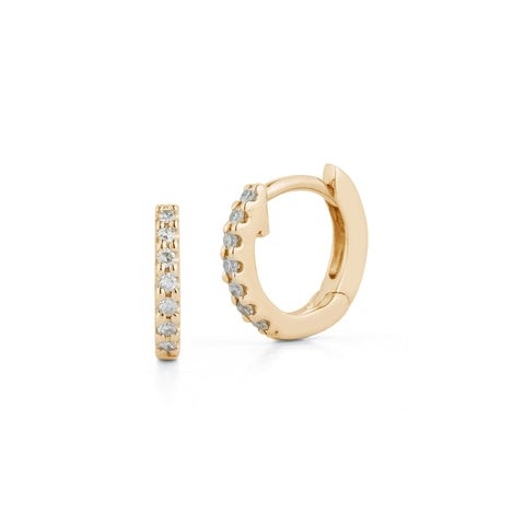 Yellow Gold-1^Diamond Huggie Earrings: DRD Diamond Mini Huggies in 14K Yellow Gold