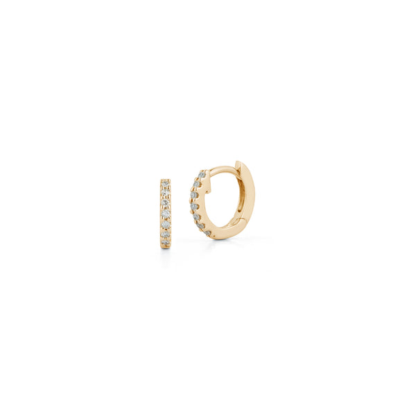 Yellow Gold-1^Diamond Huggie Earrings: DRD Diamond Mini Huggies in 14K Yellow Gold Thumbnail-only