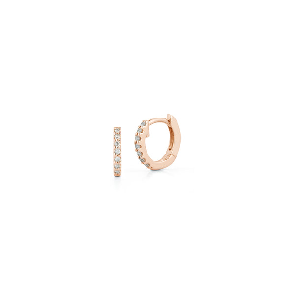 Rose Gold-1^Diamond Huggie Earrings: DRD Diamond Mini Huggies in 14K Rose Gold Thumbnail-only