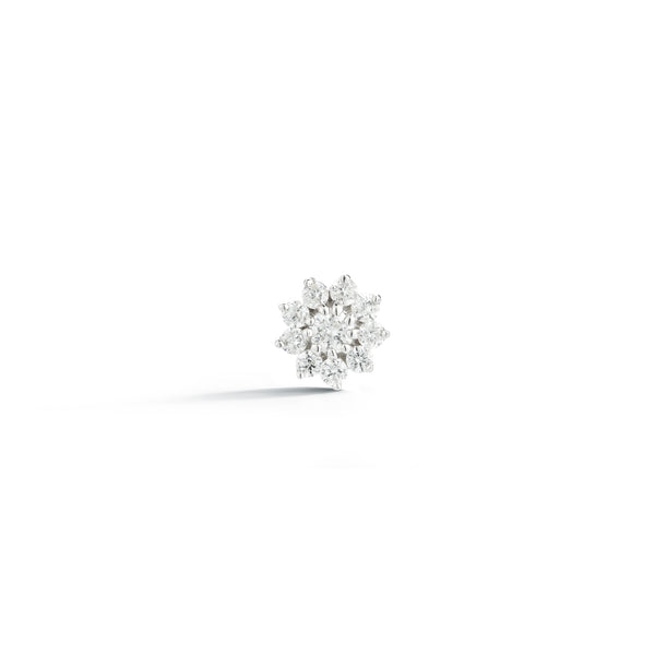 White Gold-1^Single Stud Earrings: Jennifer Yamina Single Pointed Flower Stud in White Gold