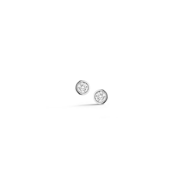 White Gold-1^Designer Stud Earrings: Lulu Jack Single Bezel Diamond Studs in 14K White Gold