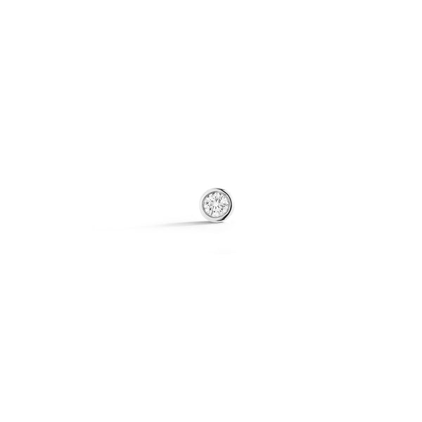 White Gold-1^Single Stud Earrings: Lulu Jack Single Bezel Diamond Stud in White Gold