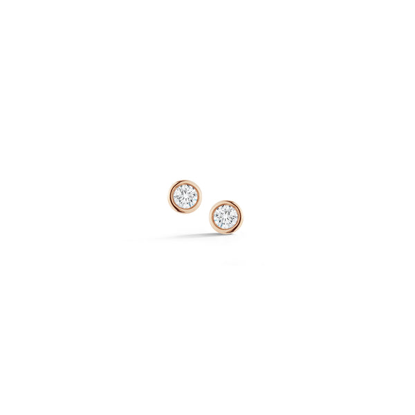 Rose Gold-1^Designer Stud Earrings: Lulu Jack Single Bezel Diamond Studs in 14K Rose Gold