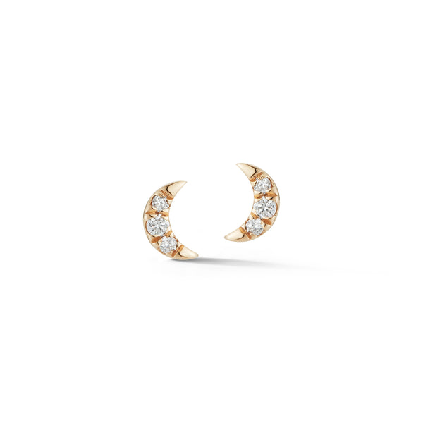 Yellow Gold-1^Designer Stud Earrings: Mini Crescent Moon Studs in Yellow Gold