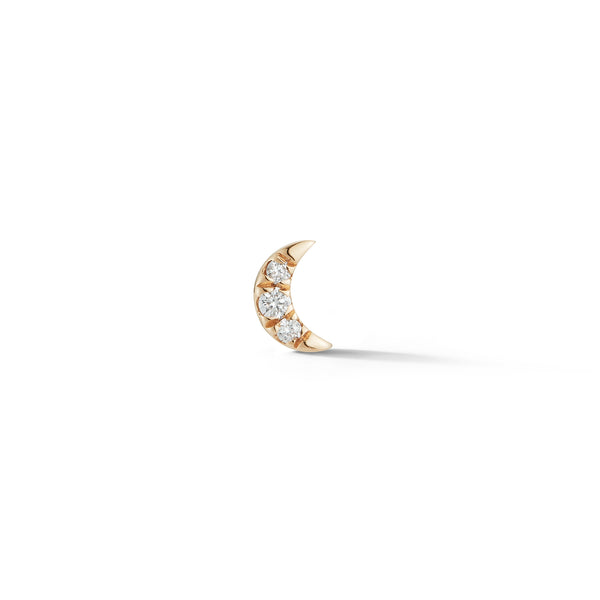 Yellow Gold-1^Single Stud Earrings: Mini Crescent Moon Single Stud in Yellow Gold