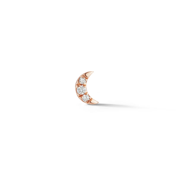 Rose Gold-1^Single Stud Earrings: Mini Crescent Moon Single Stud in Rose Gold