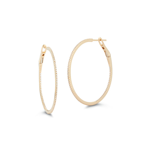 Yellow Gold-1^Gold Diamond Hoops: DRD Medium Large Hoops in Yellow Gold