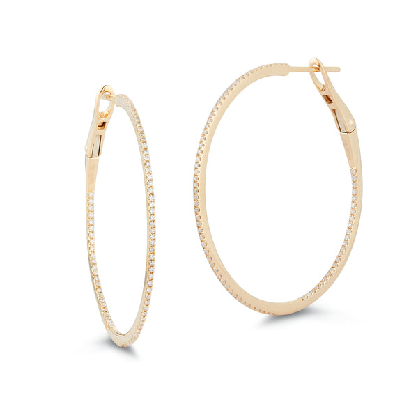 Yellow Gold-1^Gold Diamond Hoops: DRD Medium Large Hoops in Yellow Gold Thumbnail-only