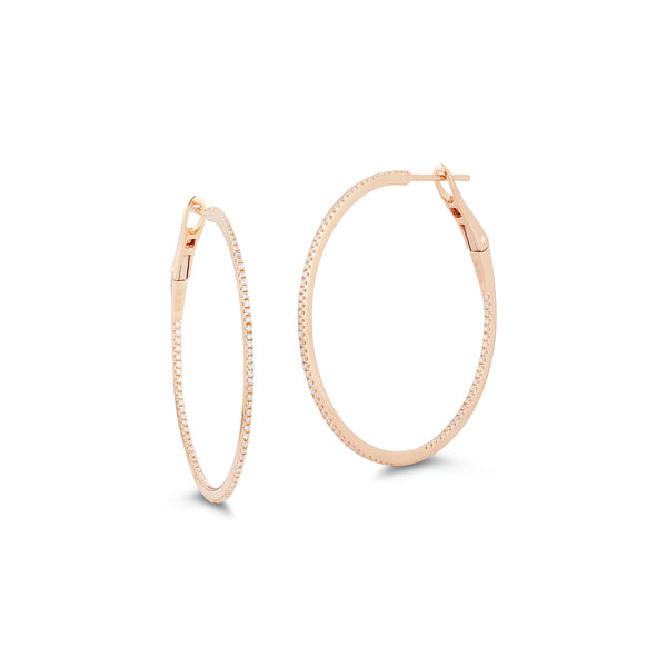 Rose Gold-1^Gold Diamond Hoops: DRD Medium Large Hoops in Rose Gold